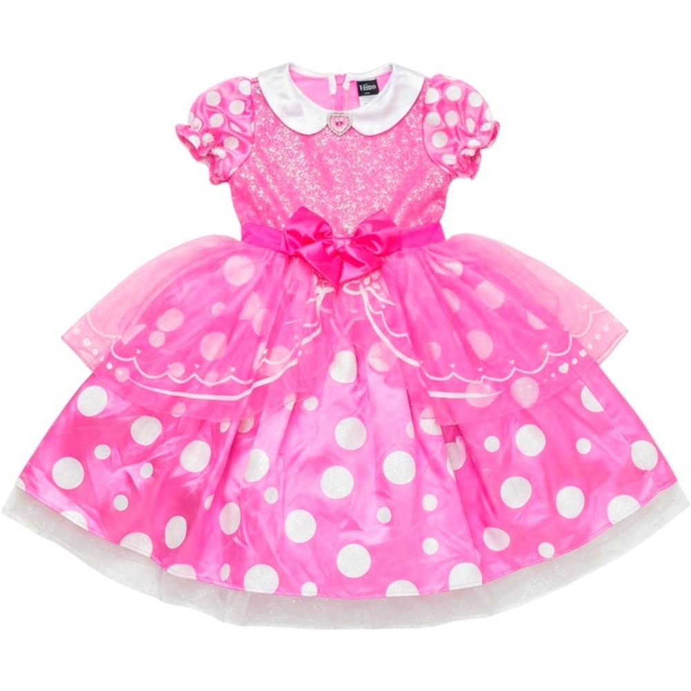 Disney Minnie Mouse Pink Polka Dot Sequin Costume Dress Girls Size M 7-8 168169K